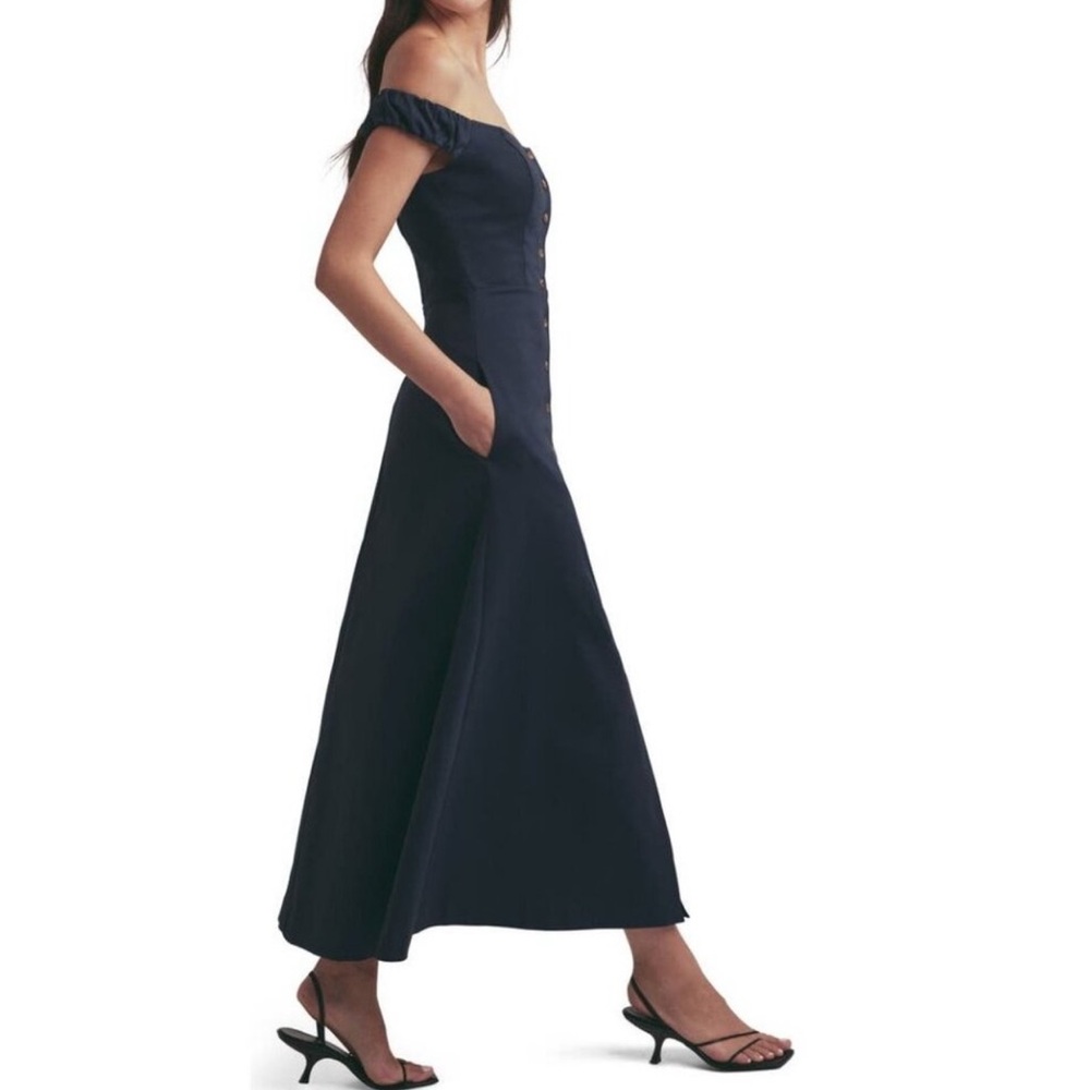 Favorite Daughter Off-Shoulder Dark Blue Dress